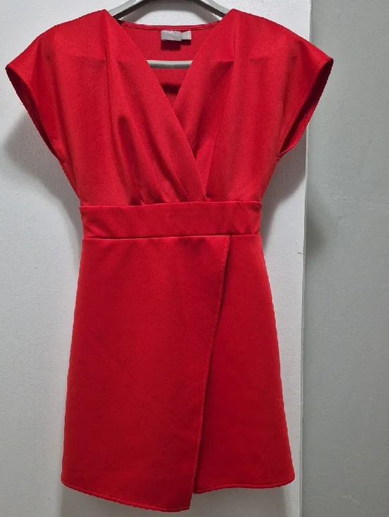 ASOS Red Wrap-Front Mini Dress - Picture 2 of 4